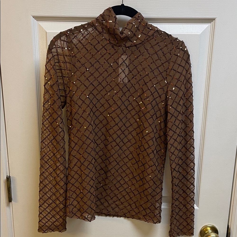 Pilcro Brown Sequin Blouse